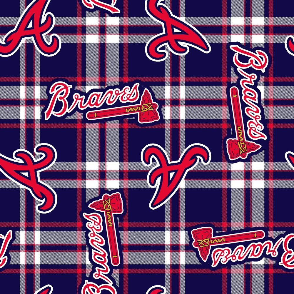Atlanta Braves Plaid MLB Fleece Fabric – 58″ Wide – Sold by The Yard & Bolt