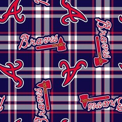 Atlanta Braves Plaid MLB Fleece Fabric – 58″ Wide – Sold by The Yard & Bolt