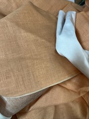 Vintage Handkerchief Linen Fabric Orange Sherbet Light 31.5″ W x 18″ L SBFHY