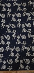 Navy Blue floral Printed spandex stretchable Fabric wrinkle Free 60” W Sold BTY