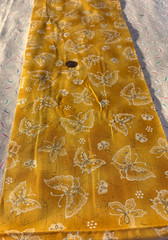 White-Outlined Butterflies* Gold Highlights* Quilters Only * 100% Cotton 8″ x22″