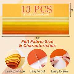 13 Pcs 8″X35″ Large Stiff Felt Fabric Sheets, 1.2Mm Thick Nonwoven Felt for DIY