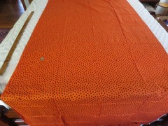 5143. Jo-Ann BLACK STARS on ORANGE Craft, Quilting COTTON FABRIC-42″ x 3 yds.