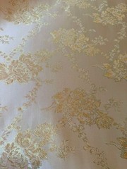 Cream & Gold Roses Floral – Faux Silk Brocade Jacquard Fabric