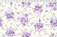 Clothworks Louisa Bouquets Y4406-2 Light Cream Purple lavender fabric BTHY