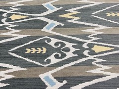 Thibaut Large Scale Ikat Stripe Crypton Fabric- Nomad / Charcoal 3.30 yds W73366