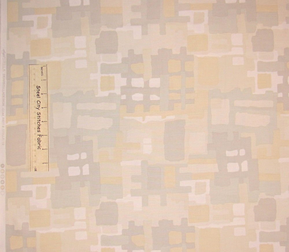 Abstract Geometric Fabric By The Yard Square Rectangle Beige Cotton Dear Stella