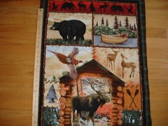 Wilderness Trail Bear Moose Fish Camper Boat Cotton Quilt Fabric Panel
