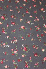 Vintage Charcoal Rose Ditsy Fabric 3 Yards Cotton Blend 49×108″ Cottage Floral