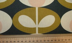 Orla Kiely Cotton Fabric Oval Flower Seagrass Curtain Upholstery Cushion Craft