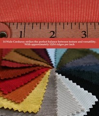 14 Wale Apparel Corduroy Fabric 280GSM Solid /Continuous Yard 58″W/100% Cotton