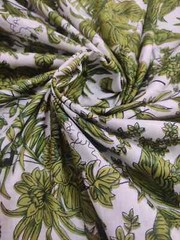 25 Yards Fabric Indian White Floral Hand Printed Cotton Fabric Sewing Fabrics