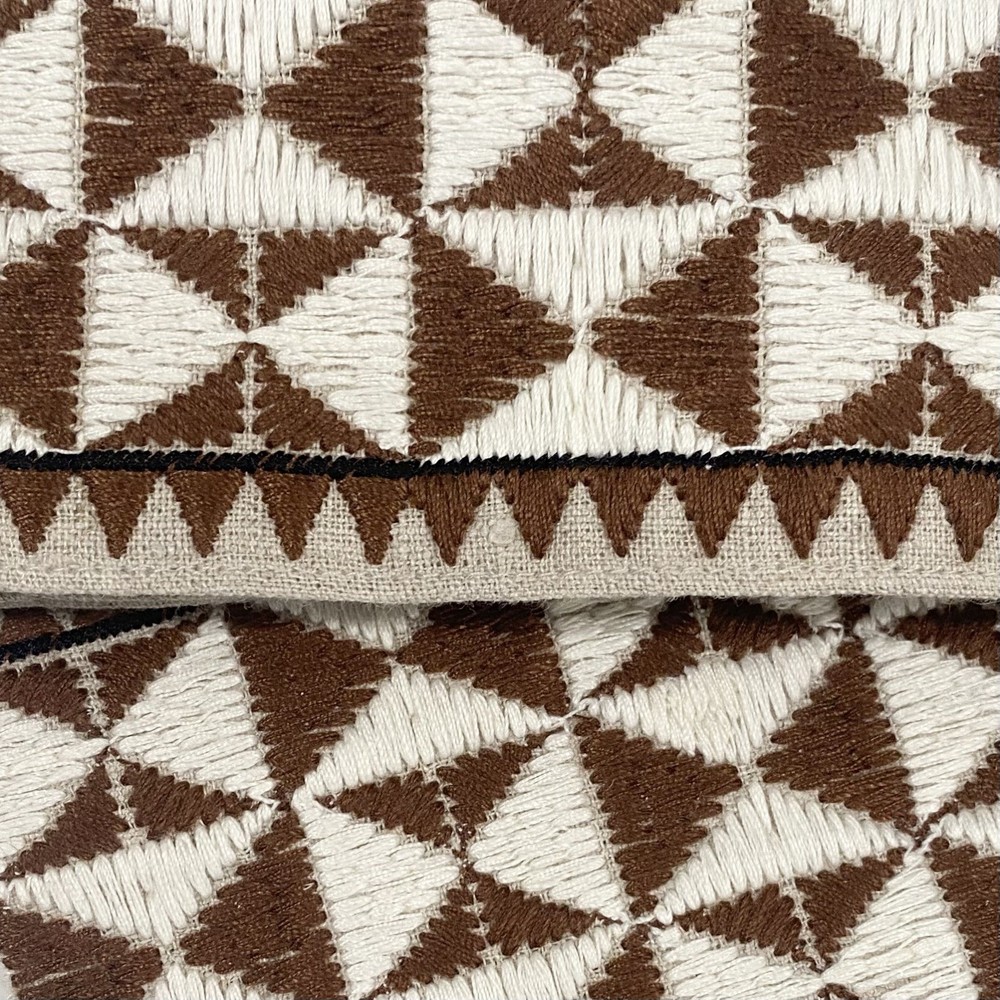 Schumacher Zulma Embroidered Tape Trim 80191 Brown 3 Yards Fine Textiles