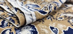 Vintage Fabric * floral * 100% cotton – 40″ x 130″ blue over 3.5yds long