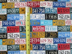 RETRO LICENSE PLATE ROUTE 66 HISTORICAL PLATES COTTON FABRIC BTHY