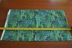 By 1/2 Yd, Green Trees White Snow on Green & Silver Sparkles Quilt Cotton, B1315