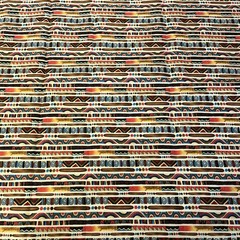 Tribal Red Brown Geometric Shapes Squiggle Swirl Bars Stripe Debi Hron 1.5 Yards