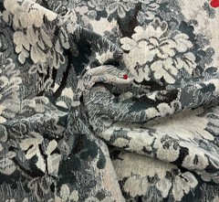 SCALAMANDRE MARLY GRIGIO FLORAL EXCLUSIVE VELVET FABRIC BY 1/2(0.5) YARD 51″W