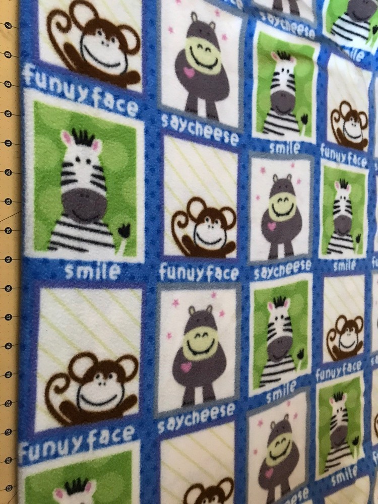 Zoo Animals Funny Face Fleece fabric sold by the yard #211