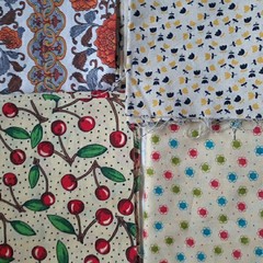 11 PC / 1 LB Mixed Lot Cotton Fabric Prints Warm Sunny Colors Modern & Vintage