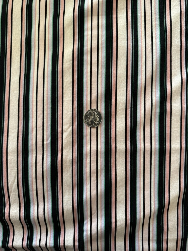 Blank Quilting Stripe 100% Cotton Fabric Pink Black Green 1 Yard x 42” Wide