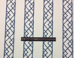BALLARD DESIGNS REVA BLUE IVORY BAMBOO STRIPE MULTIUSE FABRIC BY THE YARD 54″W