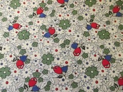 VTG Rose Bud Red Green White Floral On Cream 2 pieces 12/10″ wide X 42 long