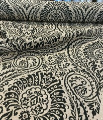 Waverly High Note Ink Black Linen Fabric By the Yard