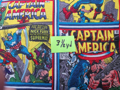 2013 Captain America Marvel Cotton Fabric 3 1/2 yards washed Eugene Textiles