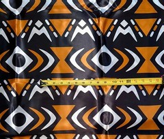 African Print, Satin Fabric – Black, Brown, White “Yaro”, Per Yard or Wholesale