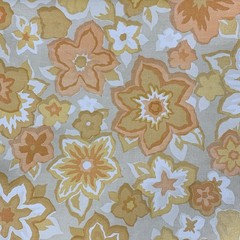 Vinyl Sheet Vintage 54”x45” Material Raw Edges Floral Yellow Orange Table Cover