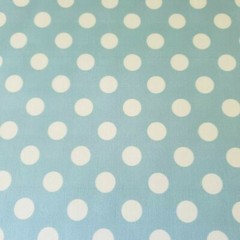 SPOONFLOWER POLKA DOT BLUE/WHITE FABRIC:NEW PIECE: 1 YARD + 7 INCHES