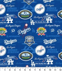LOS ANGELES DODGERS STADIUM PRINT 100% COTTON FABRIC BY THE 1/2 YARD MLB