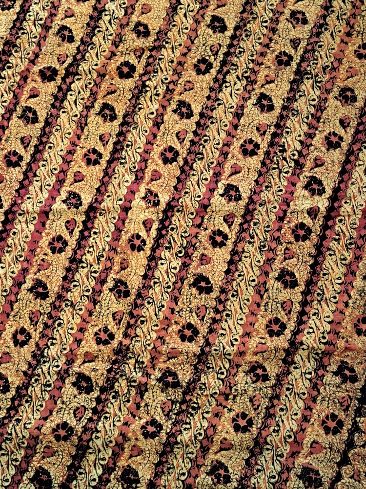 Vintage Mid-century Indonesian Batik Sewing Fabric 75″ x 40″ Earthy Brown