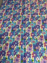 Fabric Lot 3 Yds 33 Ins 44 W “Mod Lilac Daisy Dance” Tutti Fruitti Purple Blue