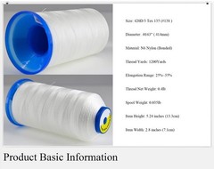 Selric [2400Yards / Black + White] Pack of 2 T135 #138 420D/3, + White
