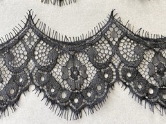 2 Pieces Black Eyelash French Lace Trim for Sewing/Crafts/Lingerie/2.75″ Wide