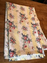 Floral Stripe Fabric 97” X 61” Yellow Cream Stripe Roses Flowers Defect Read