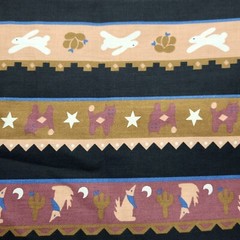 Original Santa Fe Designs By Haber Cotton Fabric Brown Black Blue Southwest 4 yd