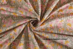 Cotton Fabric Hand Block Butterfly Print Pure Running Indian New Vintage 3 Yard