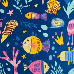 Ocean Fat Quarters Fabric Bundles 6 Pcs 18″x22″ for Quilting Baby Sewing