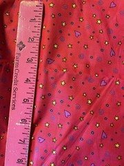 Stars Dots Swirls On Red ~ Edith Ellen 1 Yard 2“ “Meow Magic” Dated 2002 OOP