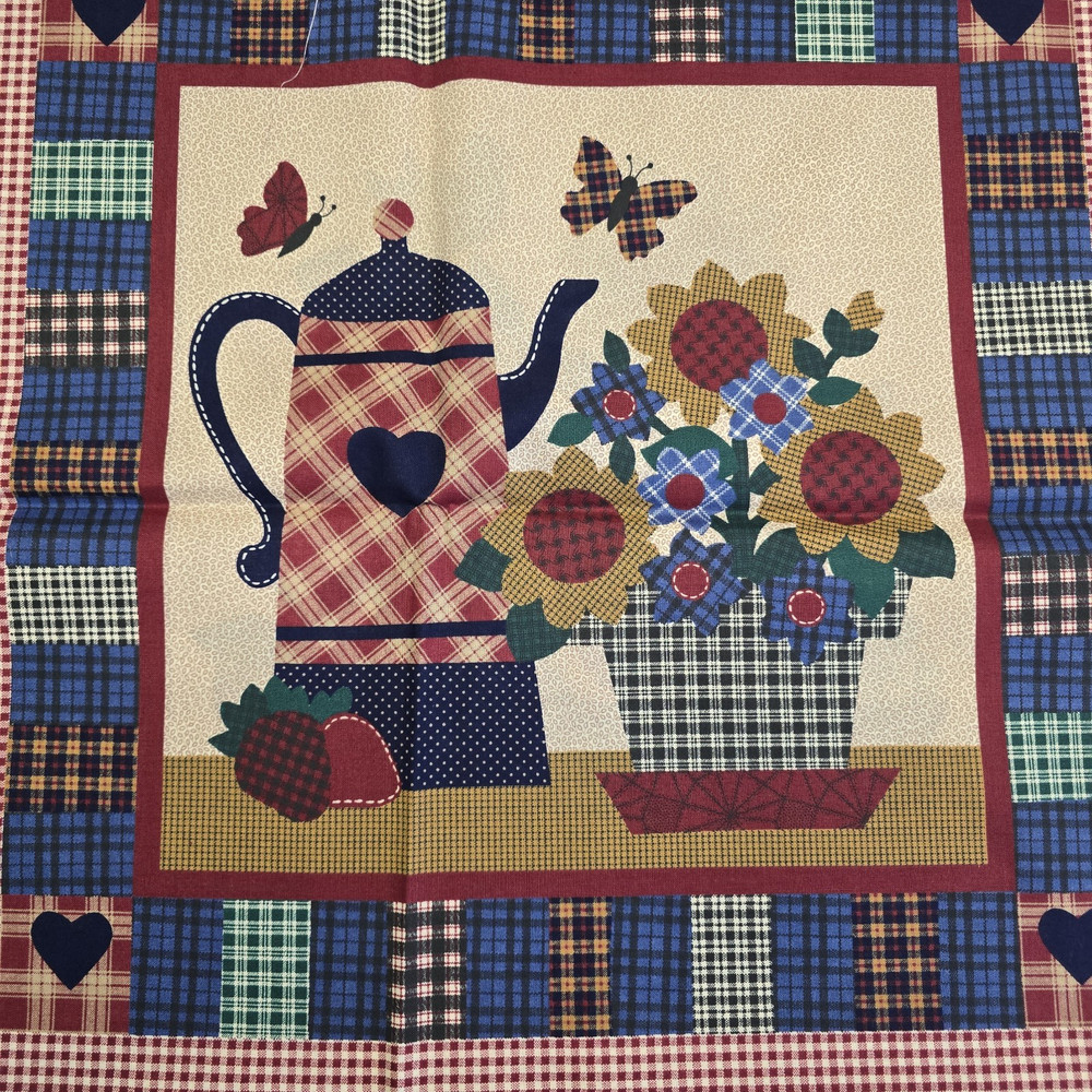 VTG 1 Yard Cranston Americana Down Home Country Folk Art Print Cotton 45″ Wide