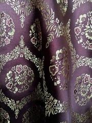 Nadia BROWN Floral Brocade Chinese Satin Fabric by the Yard – 10094