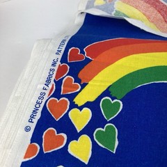 Princess Fabrics Inc – Rainbow Hearts Cotton Fabric 4 And 3/4 Yard By 44in VTG
