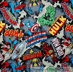 BonEful Fabric FQ Cotton Super Hero Hulk Captain America Wolverine Thor DC Comic