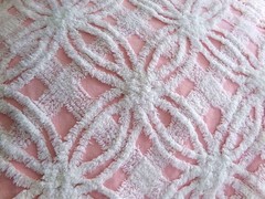 quilter’s favorite Vtg Pink & White Chenille Bedspread Fabric Pc Sewing Material