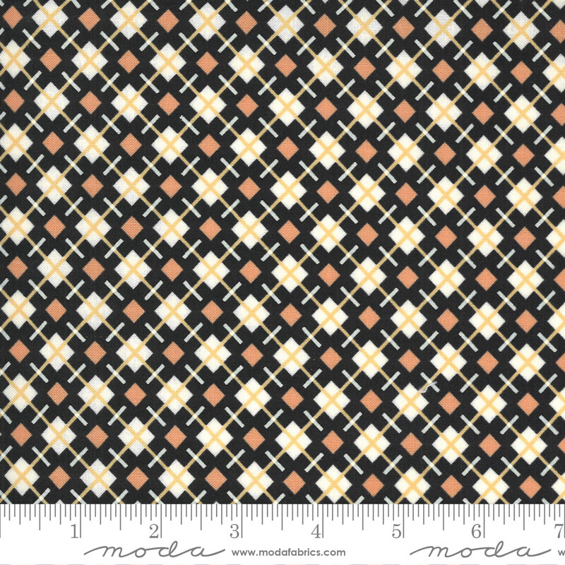KITTY CORN Midnight Diagonal Black Moda Quilt Fabric #31174-17 sold by 1/2 Yd