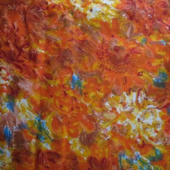 Fabric cotton vintage 36″ wide FLORAL/ FEED SACK LOOK PRINT Orange 3 1/3 yd #827