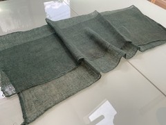 Antique Japanese BORO Indigo Kaya Mosquito Net Fabric Faded Asagi Blue Long